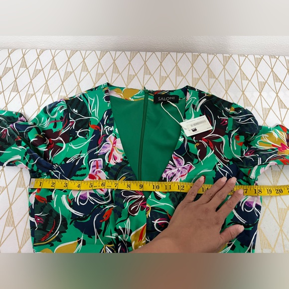 SALONI NWT Eden Floral Dress in Emerald 100% Silk Size 6 - Picture 10 of 14